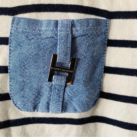 Tommy Hilfiger Women’s Striped Crew Neck Pocket Detail T-Shirt Size Large - Picture 3 of 10